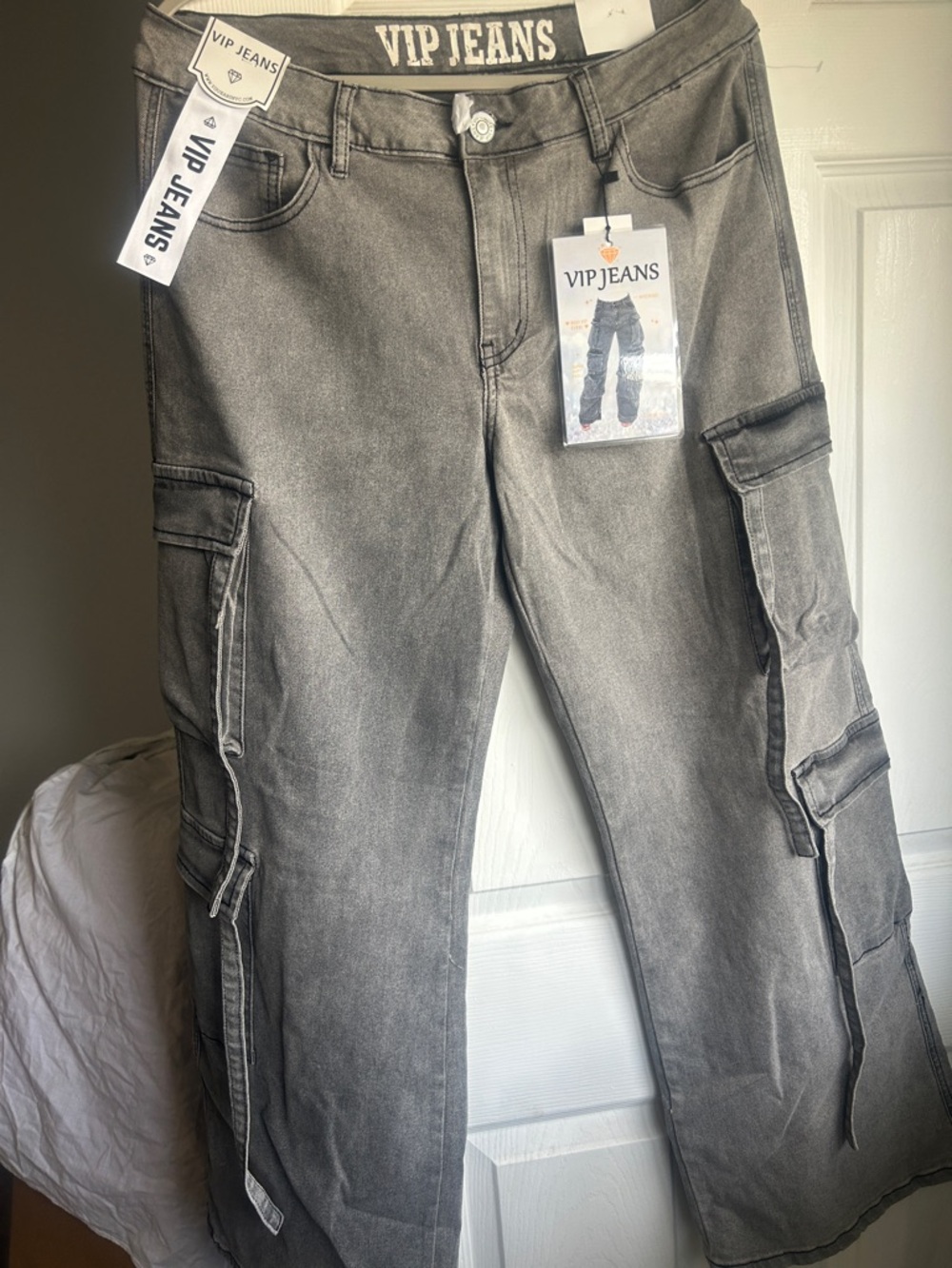 VIP Men’s Gray Bootcut Cargo Jeans